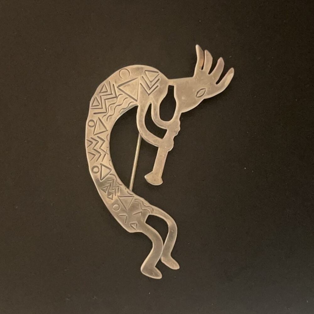 Vintage Navajo Kokopelli - Sterling Silver Southwestern Brooch